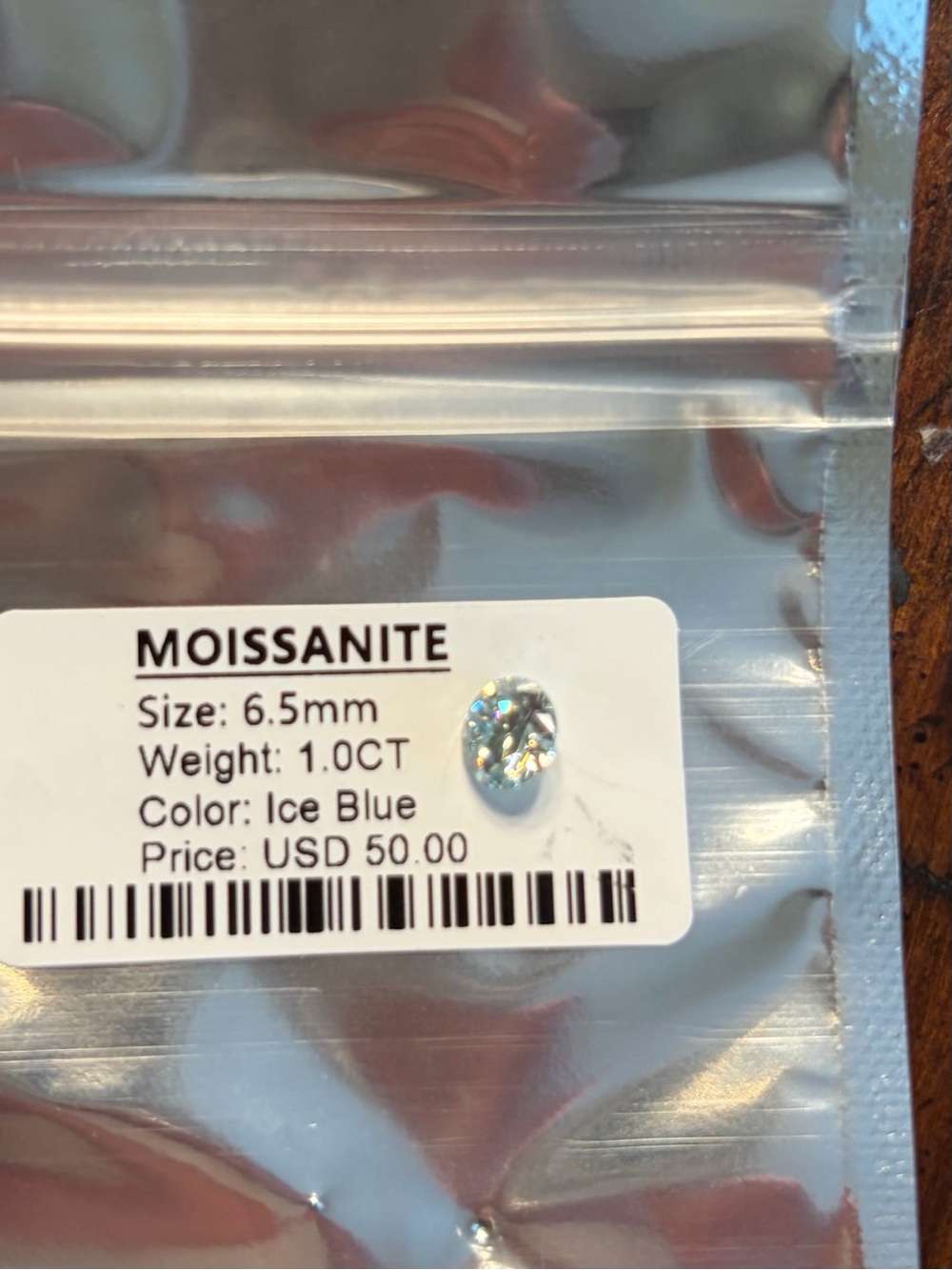 Moissanite Ice Blue 6.5mm 1.0CT Loose Gemstone